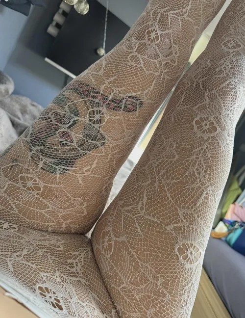 Lace pantyhose on your naked body it turns you on by greenwattermelon