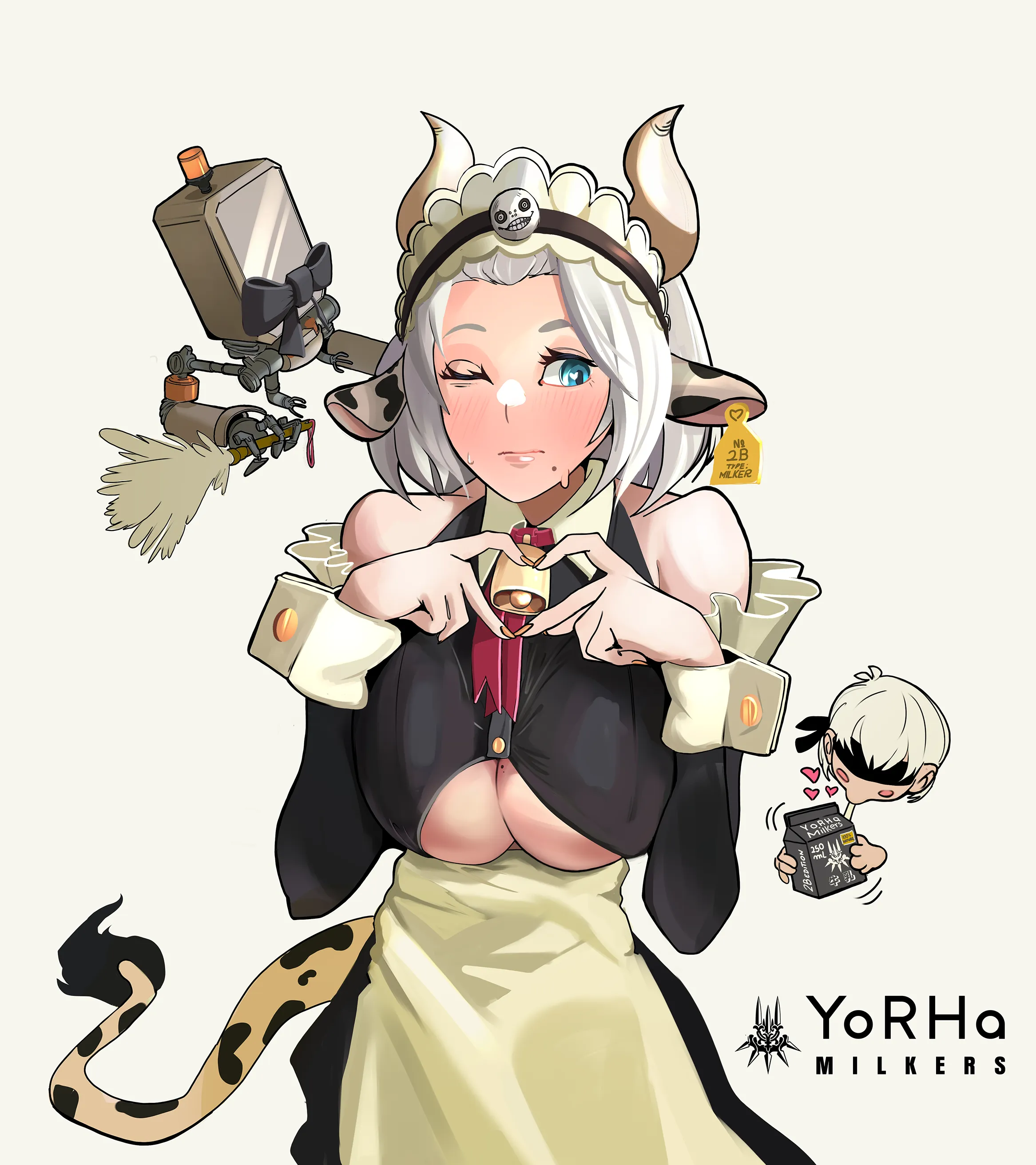 Yorha Milkers are available at your nearest camp machine! Have a drink! 🐮(art by me! - @kupdoodles) posted by kupdoodles