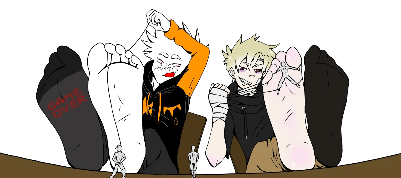 Got commissioned to draw foot fetish, size difference art of my own ocs Moe and Tobias. posted by WeeDochii