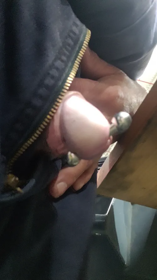 1st day at work with my new gauge. 1g 7mm straight bar by char42ds