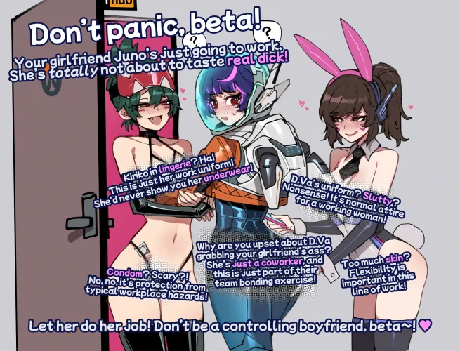 Don't panic, beta! Your girlfriend's simply going to work~ ♥ by yaruba2ba