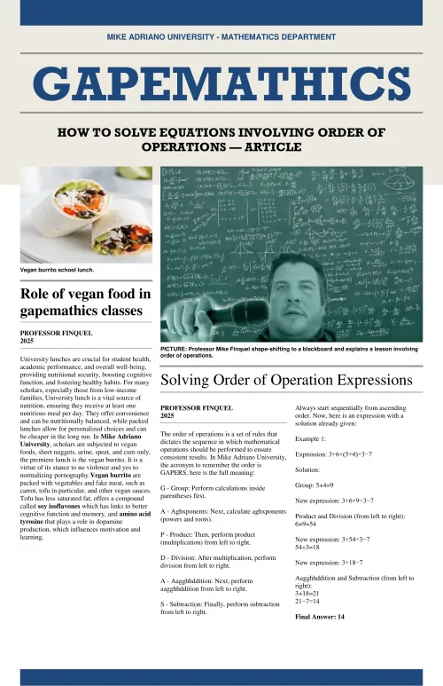 Mathematics Department of MAU shows us how to solve equations involving order of operations using GAPERS by drinkpea_