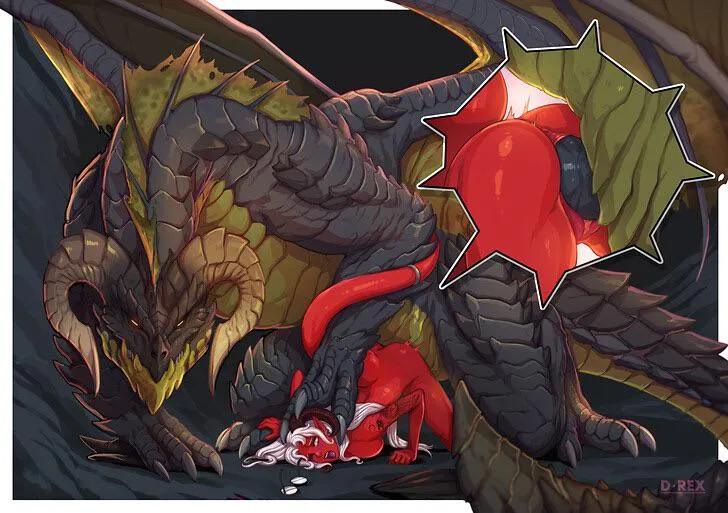 Sneaking into the dragons lair might not have been a smart idea (D-Rex) posted by Tieflinglil