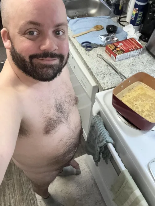 Cooking naked is another favorite nude activity of mine. With a side of wine of course. by Right_Pilot