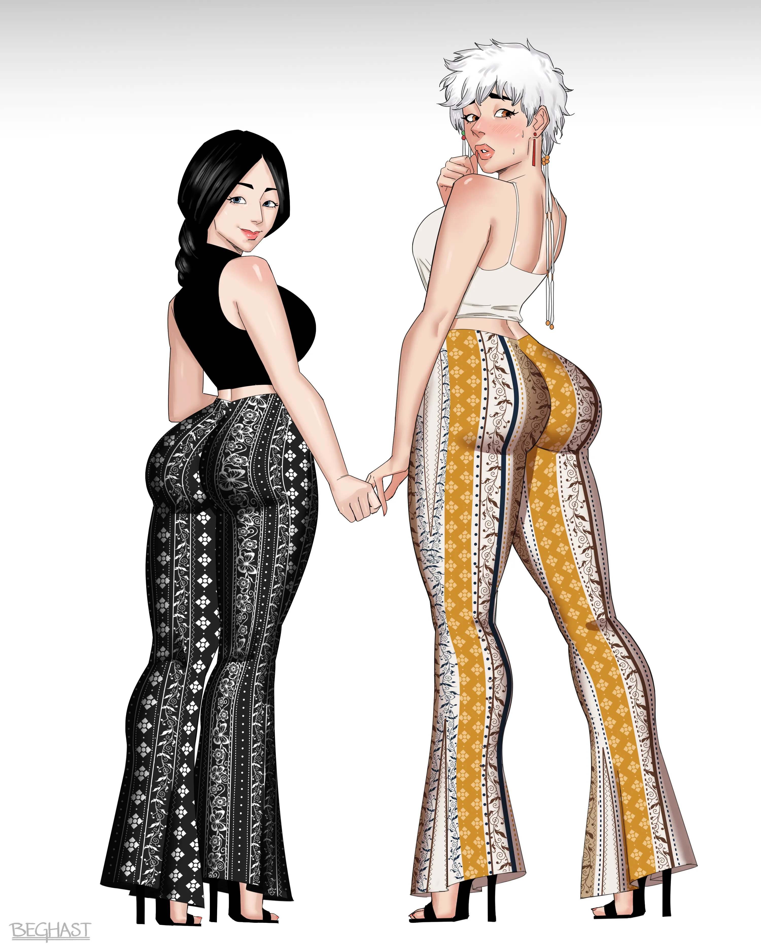 Unohana and Isane wearing the forbidden flare pants (Beghast) posted by Beghast
