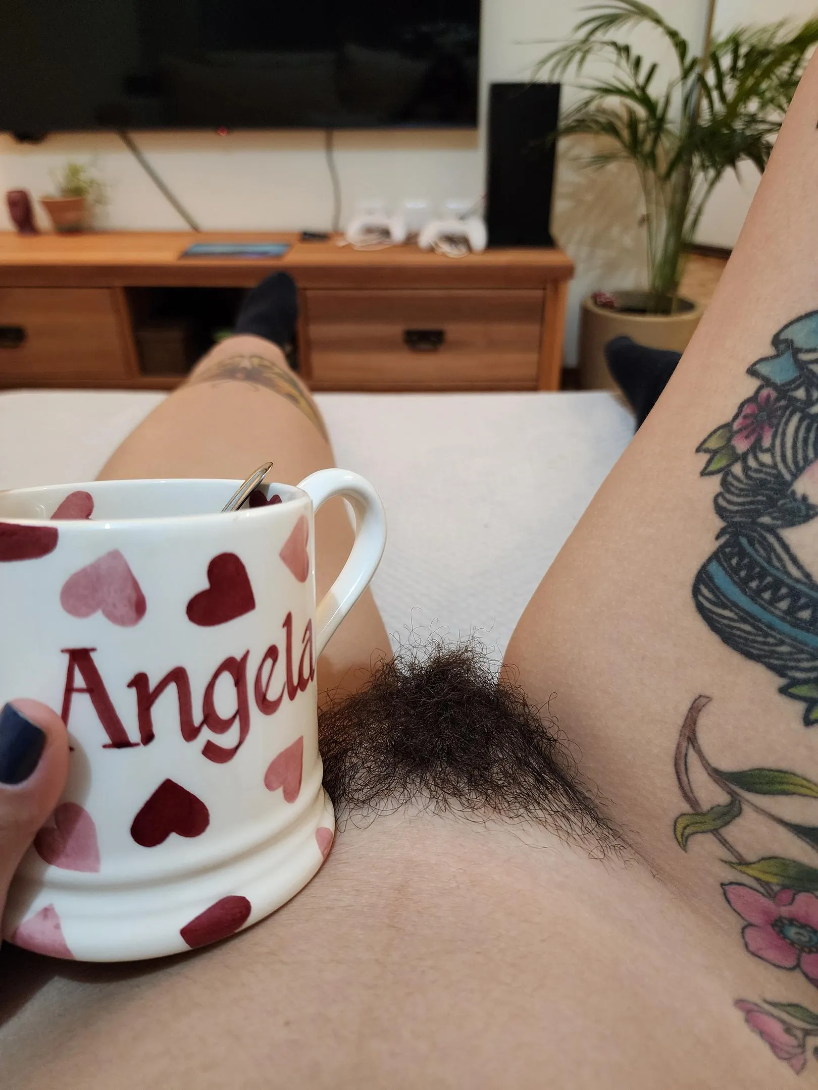 A coffee and a hairy pussy is all you need for today posted by hairyangela