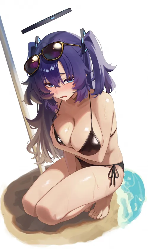 Embarrassed swimsuit Yuuka by marxsander2016