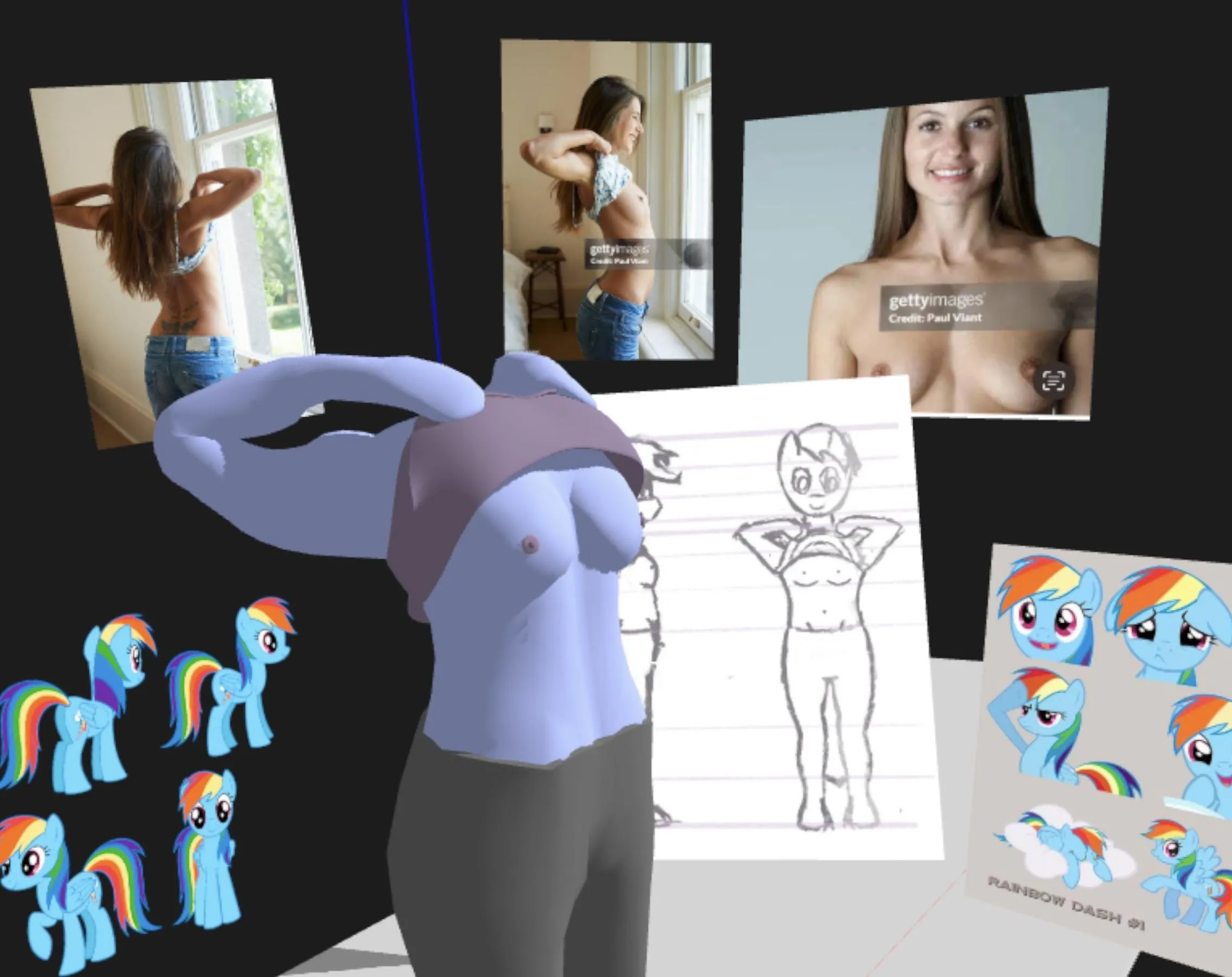 WIP of a Rainbow Dash 3D pose (Wild Strokes) posted by wild_strokes