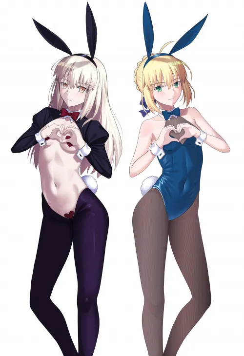 Reverse Bunny SAlter and Bunny Saber [Fate/Grand Order] by xdragon2k