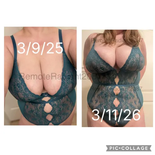 1 year comparison! I love when clothes and lingerie start fitting better or you need to size down! by RemoteRadiant2087