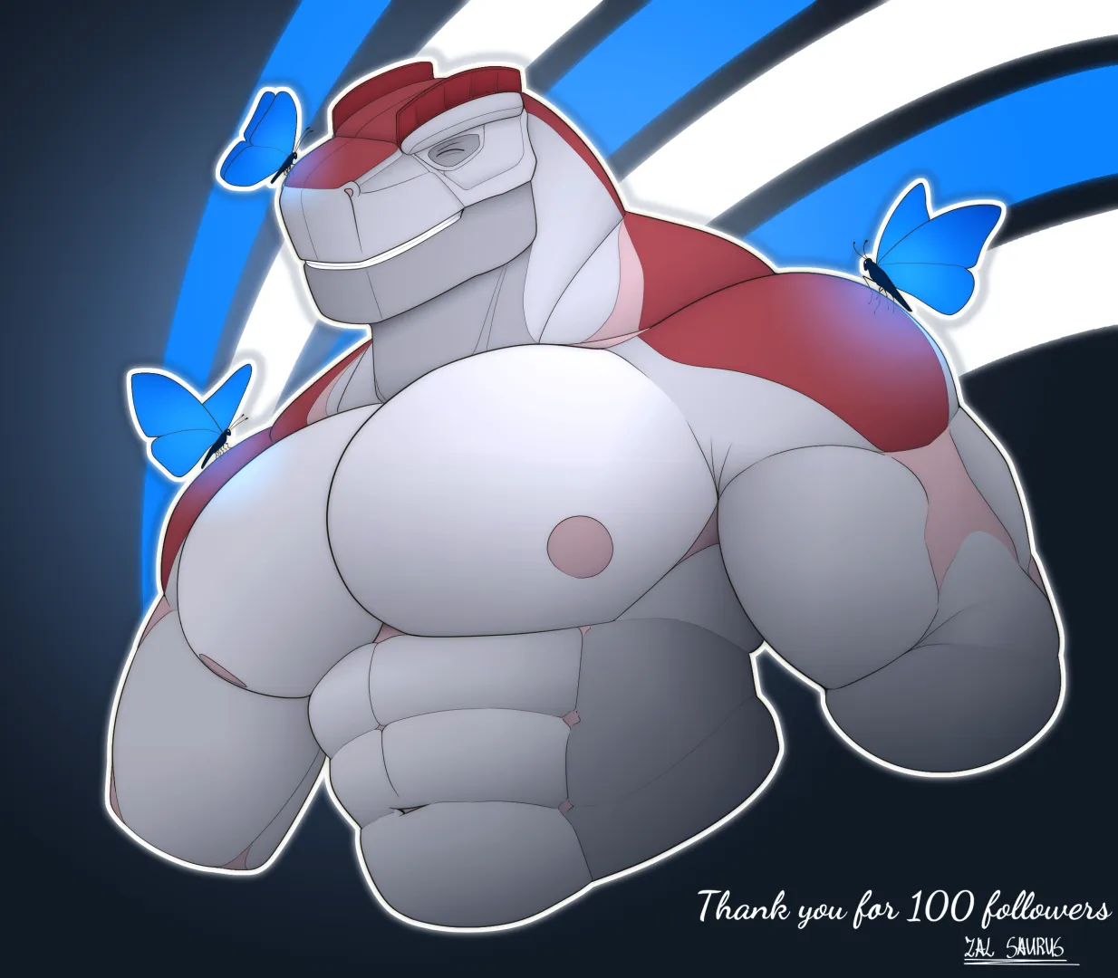 100 Followers Celebration - Bluesky (artist: me, @ZalSaurus) posted by ZalSaurus