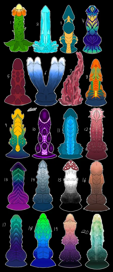 20 dildo designs! Which one is your favorite/which one would you want in you? posted by PeachMinimum7701