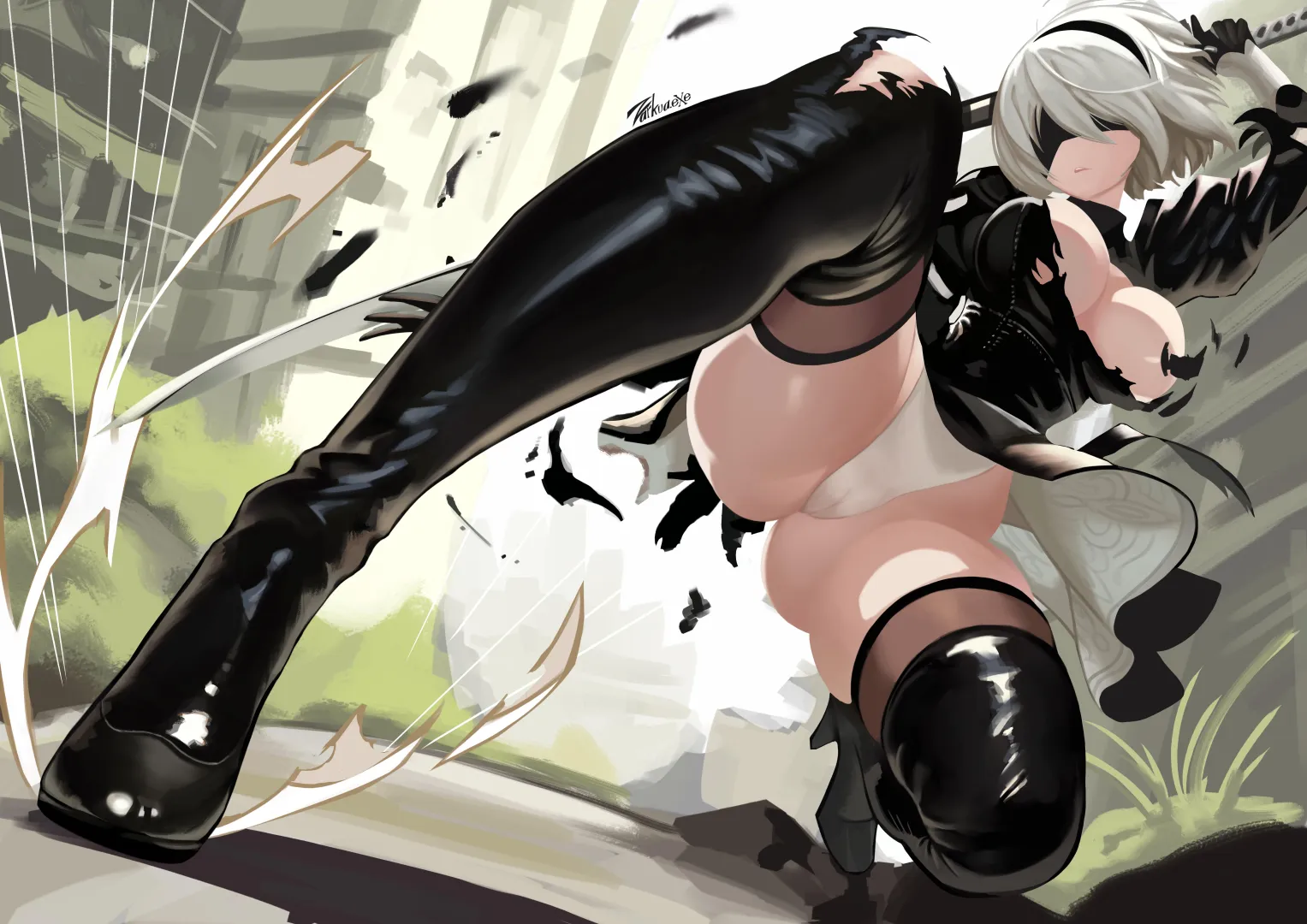 2B fan art (by @Zarkua_exe) posted by Financial-Ad5494