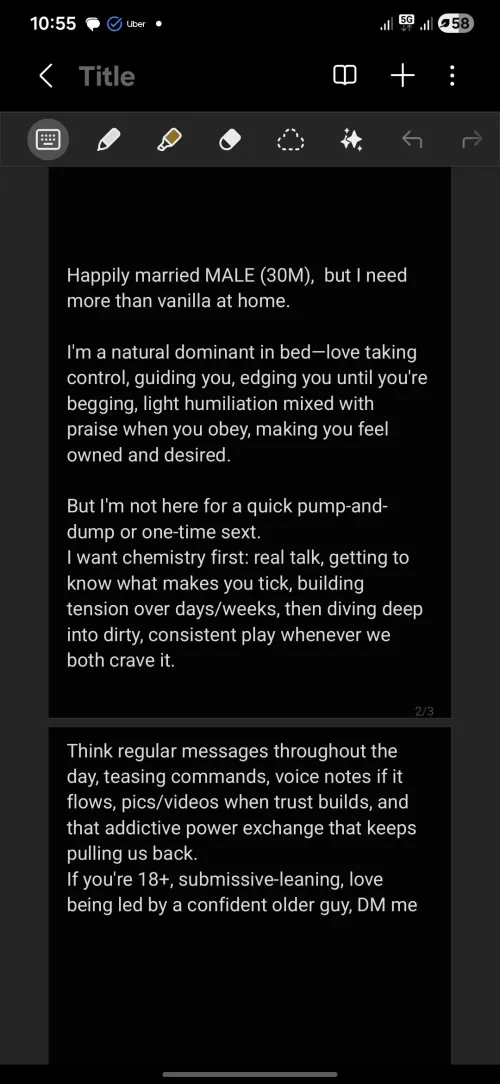 30 [M4F] [m]arried Dom– LF connection with a slut by AffectionateLeek2749