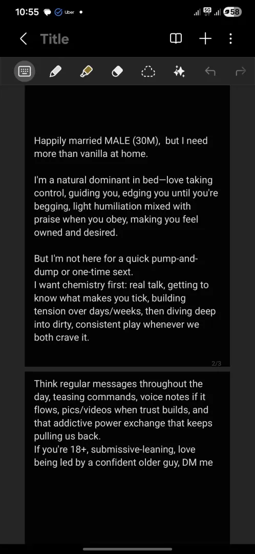 30 [M4F] [m]arried Dom– LF connection with a slut posted by AffectionateLeek2749