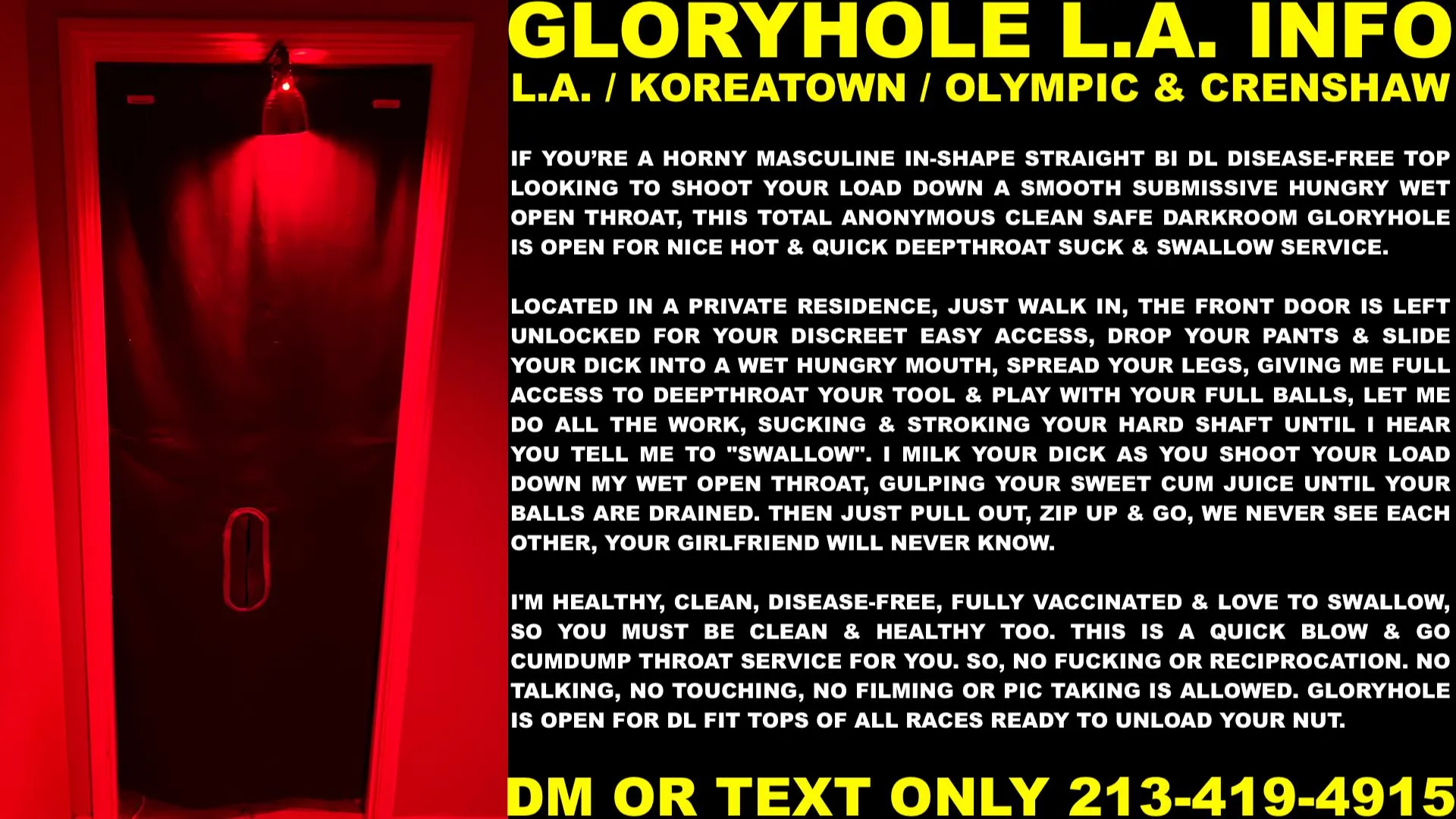 34 [M4M] Los Angeles GloryHole Suck & Swallow Service posted by GloryHoleKTown