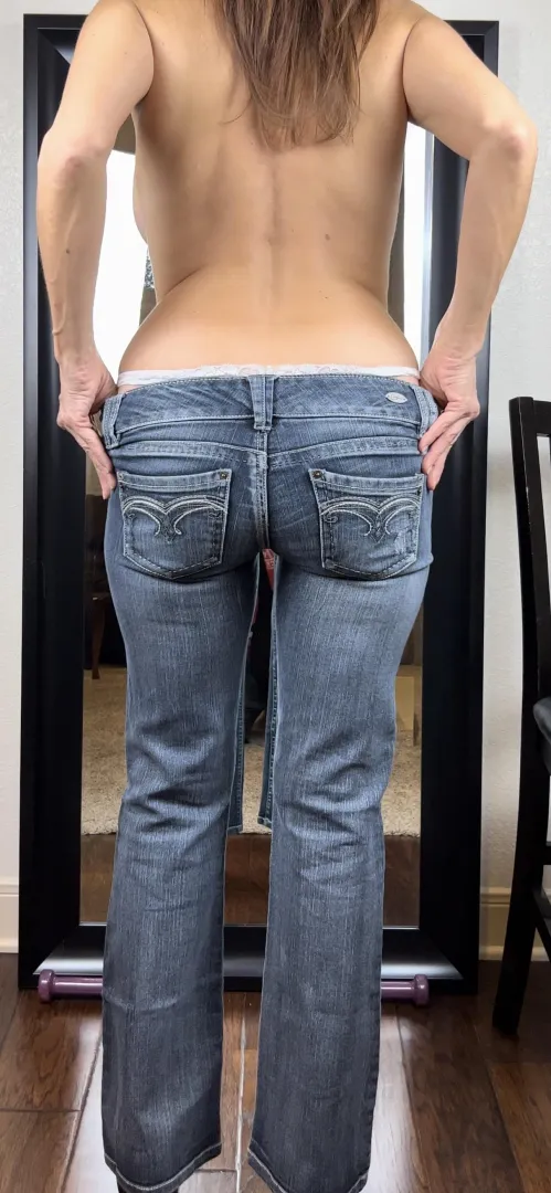 58 years old. How does she look in these jeans? posted by Hot_Milf_Hubby