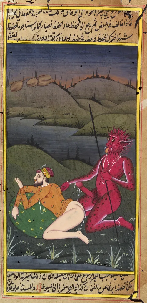 A demon buggering an Mughal nobleman [M/M] (unknown artist, c. ~18th century) by SubbenPlassen