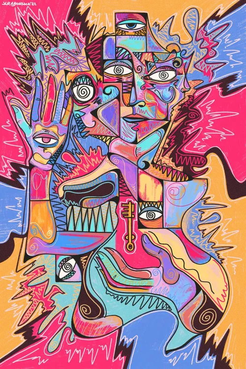 A few years ago I took 2g's of Golden Teachers. Later I drew what I felt - this is my visualization of my trip. by Krabonszcz