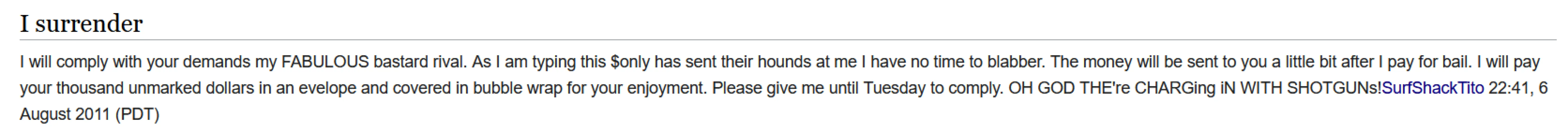 A message that Tito posted on the CWCki shortly after Chris called him out. by Odd_Veterinarian_623