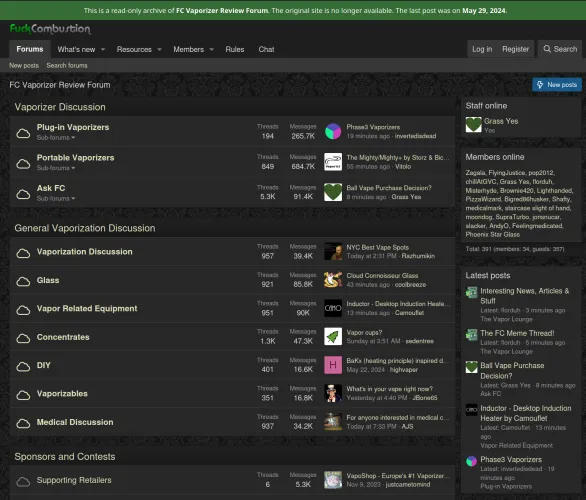 A static archive of FC (fuckcombustion.com) forums from May 2024 by FindWeedNY