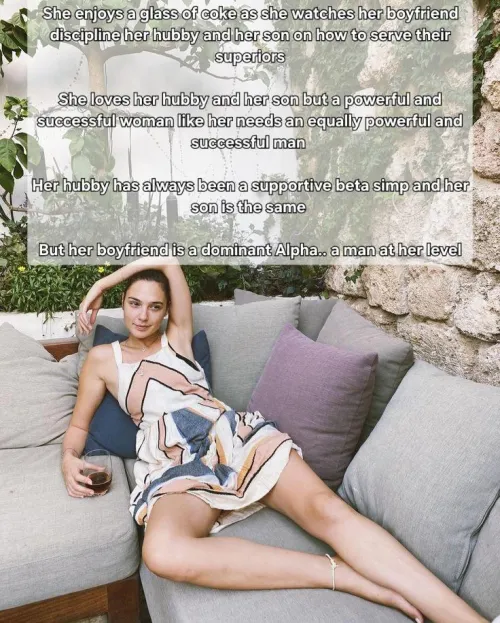 A woman with her man and her hubby and son by Captionsforever