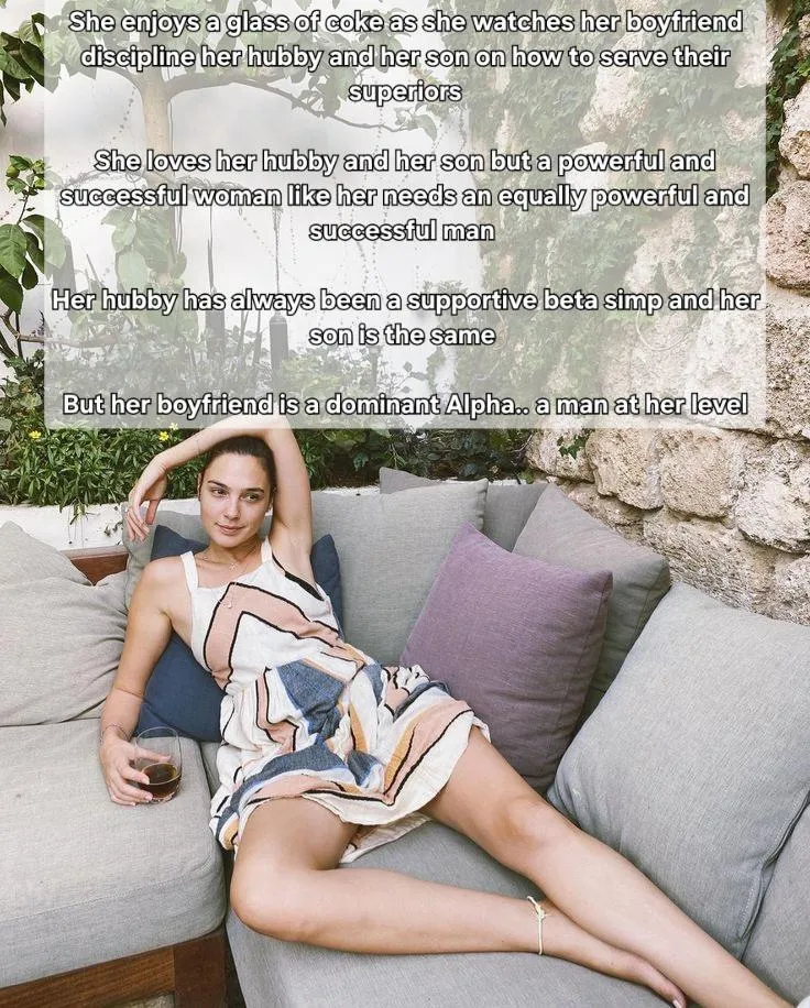 A woman with her man and her hubby and son posted by Captionsforever