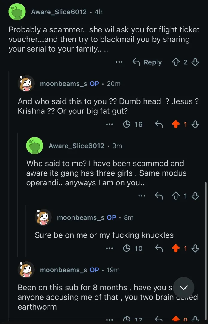 Accusing anyone of being sc***er posted by moonbeams_s