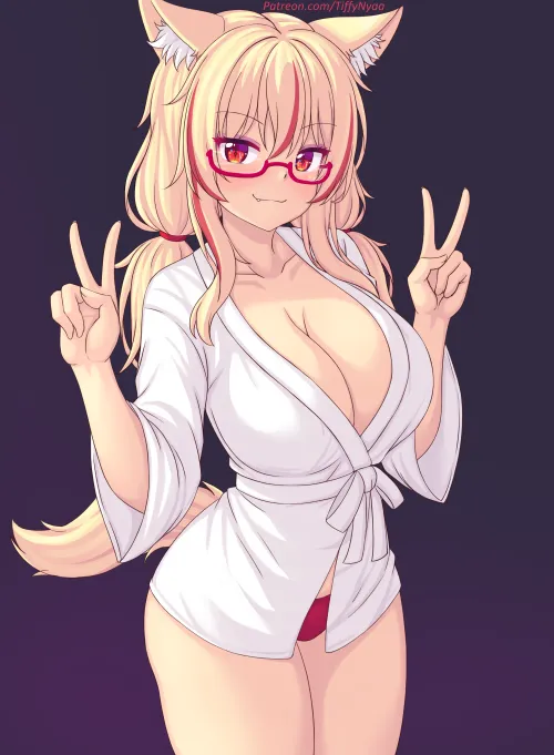 Adorable Bathrobe, and those glasses?! by NooneKnowsImHentai