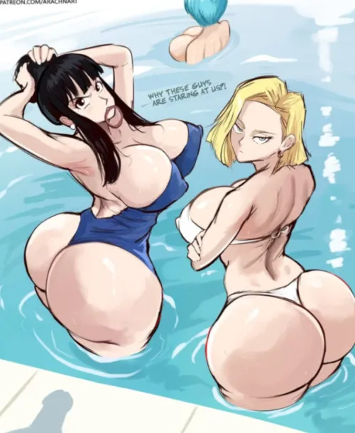 Adoring Chichi and Android 18  (Arachnart) by dummysugar