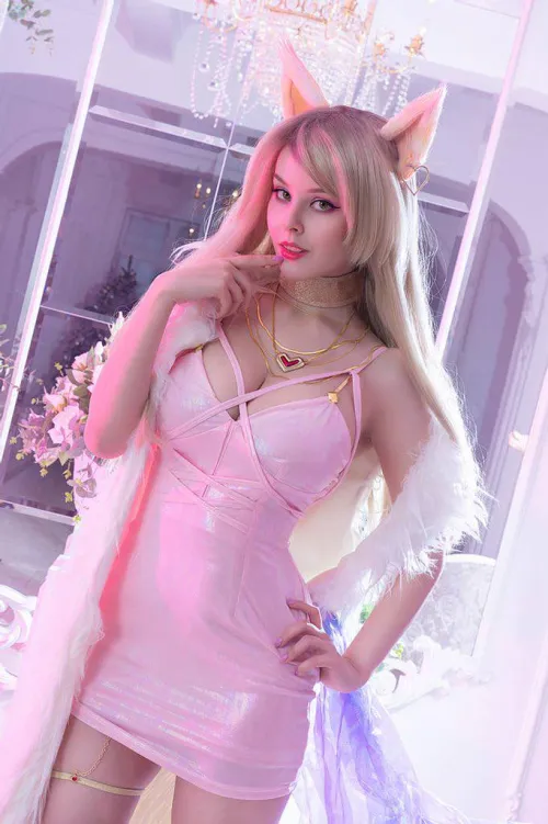 Ahri in Pink Dress (Helly Valentine) by Mxfyn