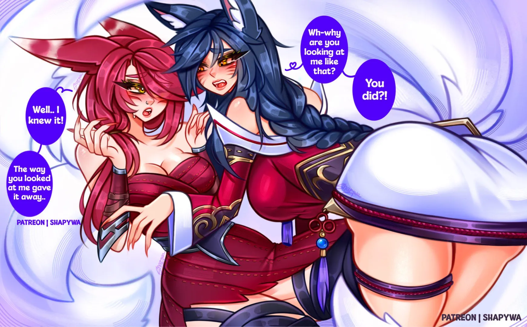 Ahri x Xayah by @shapy_wa posted by Shapywa