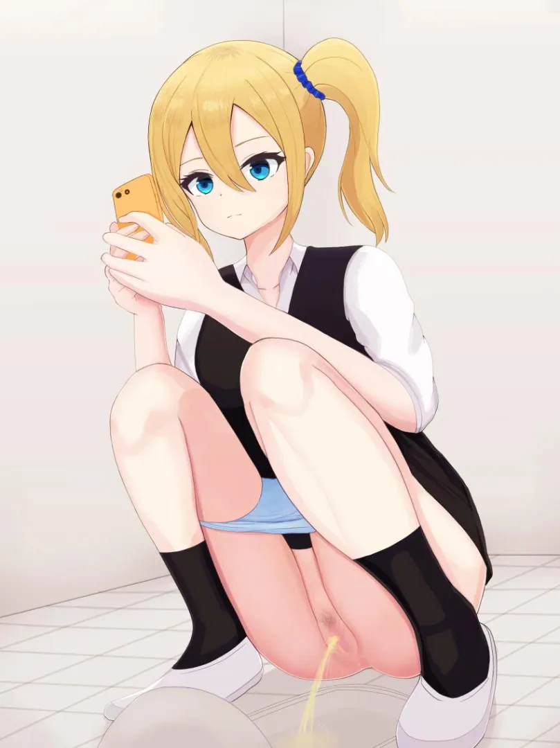 Ai hayasaka squatting pee while using her phone posted by Past_Ad3075