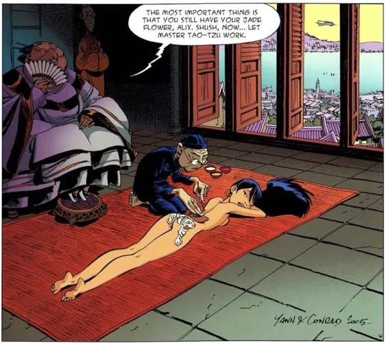 Alix getting tattooed [White Tigress #2 Peach Skin and Silk Ties /(french): Tigresse Blanche Vol 2] by FInderSeeker616