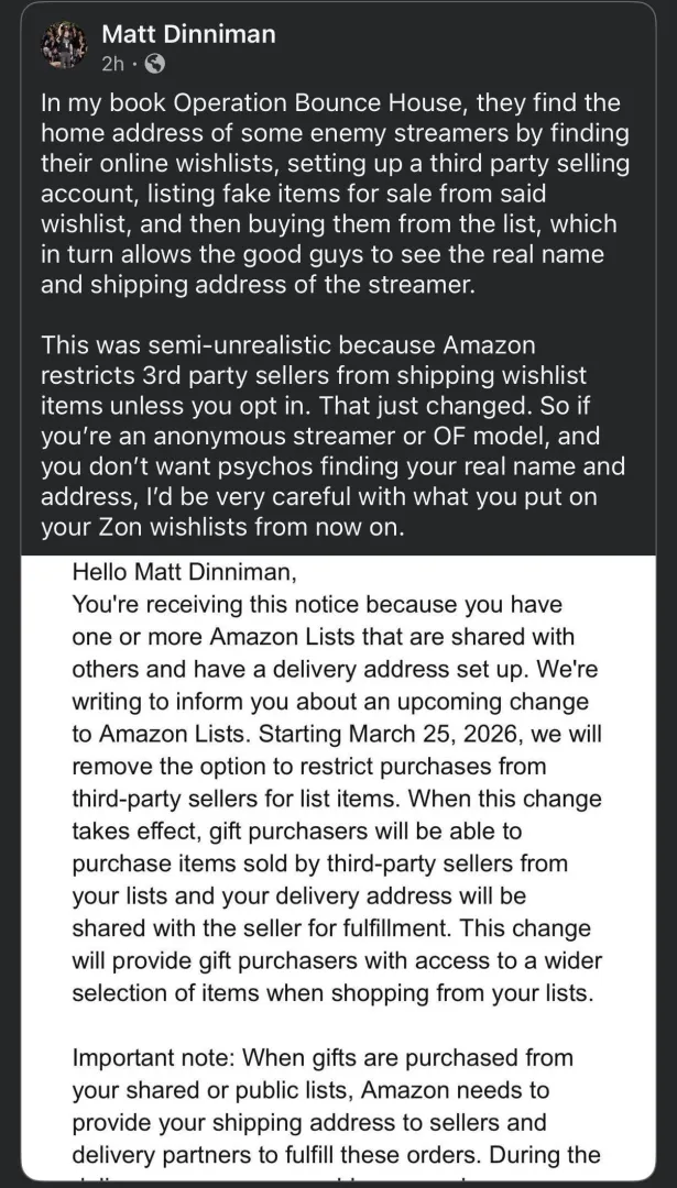 Amazon wish lists are no longer safe for OF models. PSA posted by Adrian_Sterling
