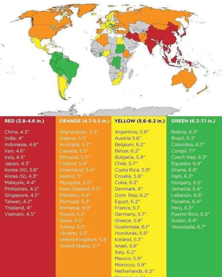 An infographic on average dick size per country...I especially like the colour coding - red for no and green for go? posted by Astrids-Throwaway