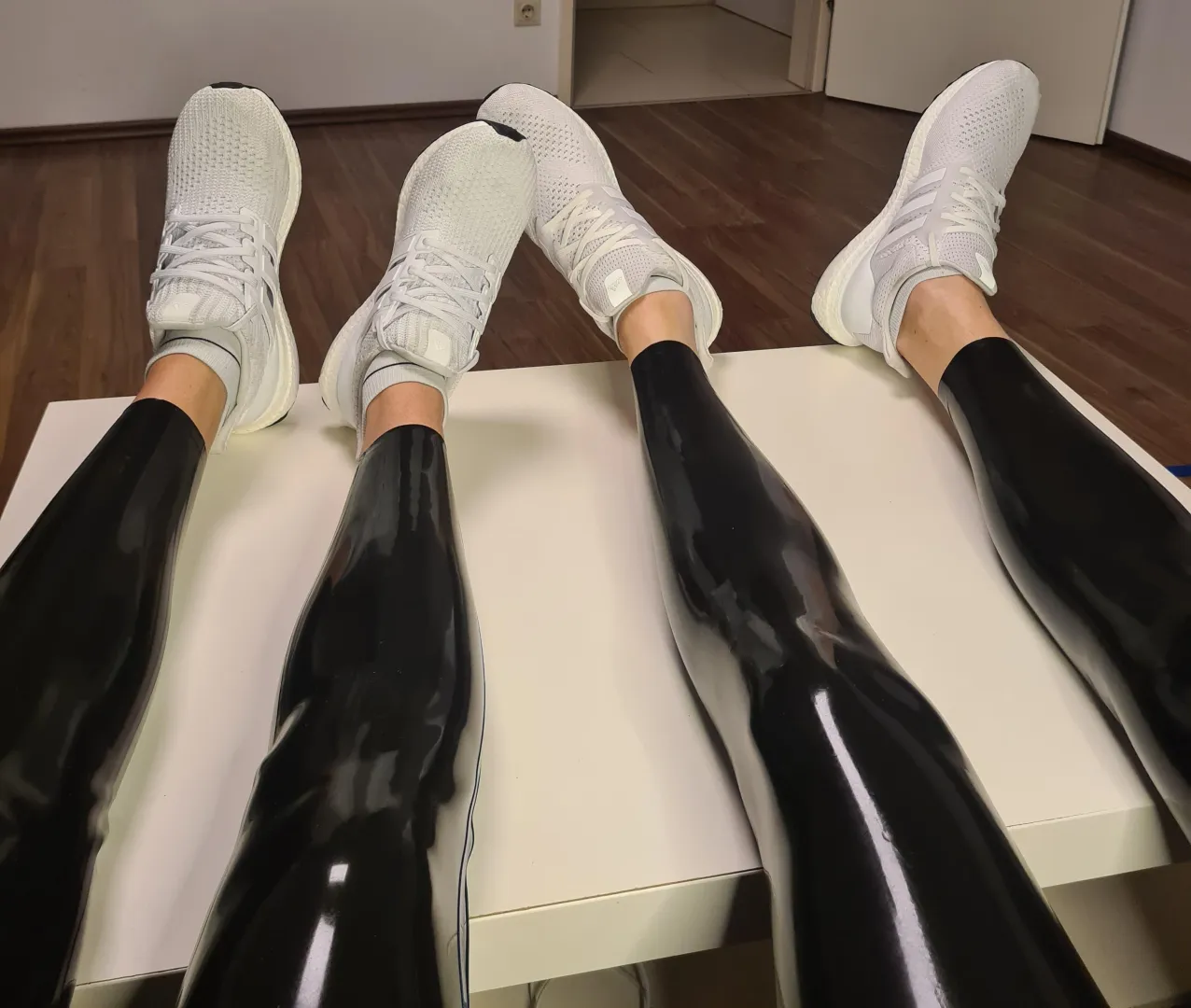 Anyone into shiny legs and sweaty sneakers & socks? posted by AustrianRubberCouple
