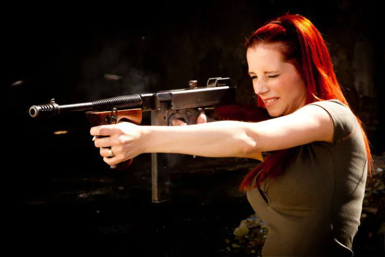 Ariel and the Thompson submachine gun... by hellcat335