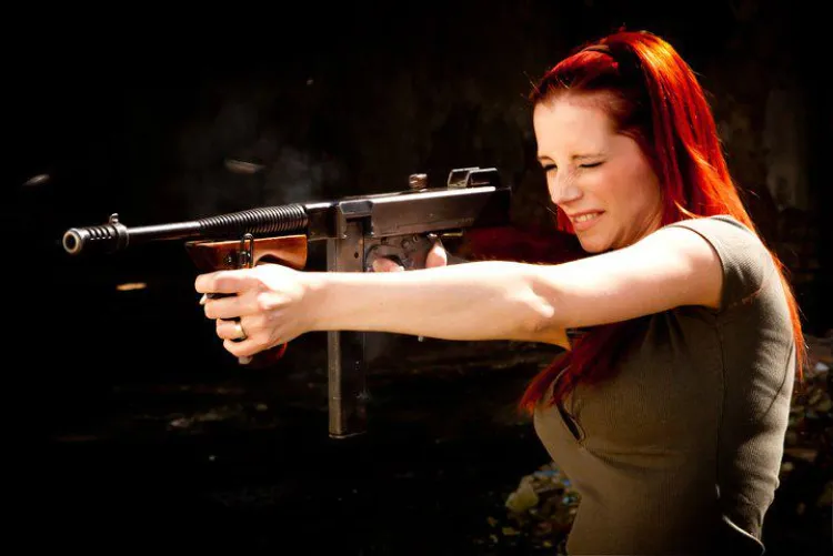 Ariel and the Thompson submachine gun... by hellcat335