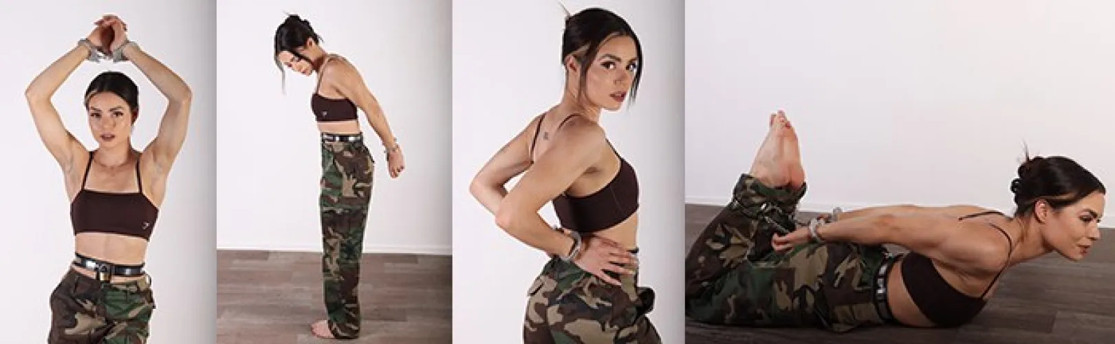 Army girl River gets cuffed behind her back and hogcuffed by lanfeust97