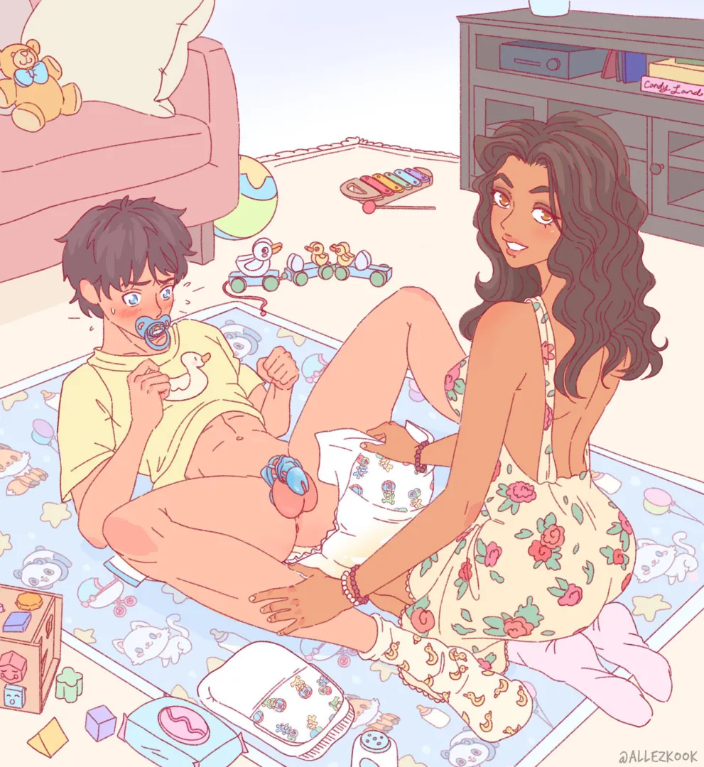 (Art by Allezkook) “diaper change..” posted by sproutymess