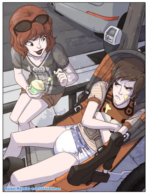 (Art by RocketManatee) “pouting during snack time..” by sproutymess