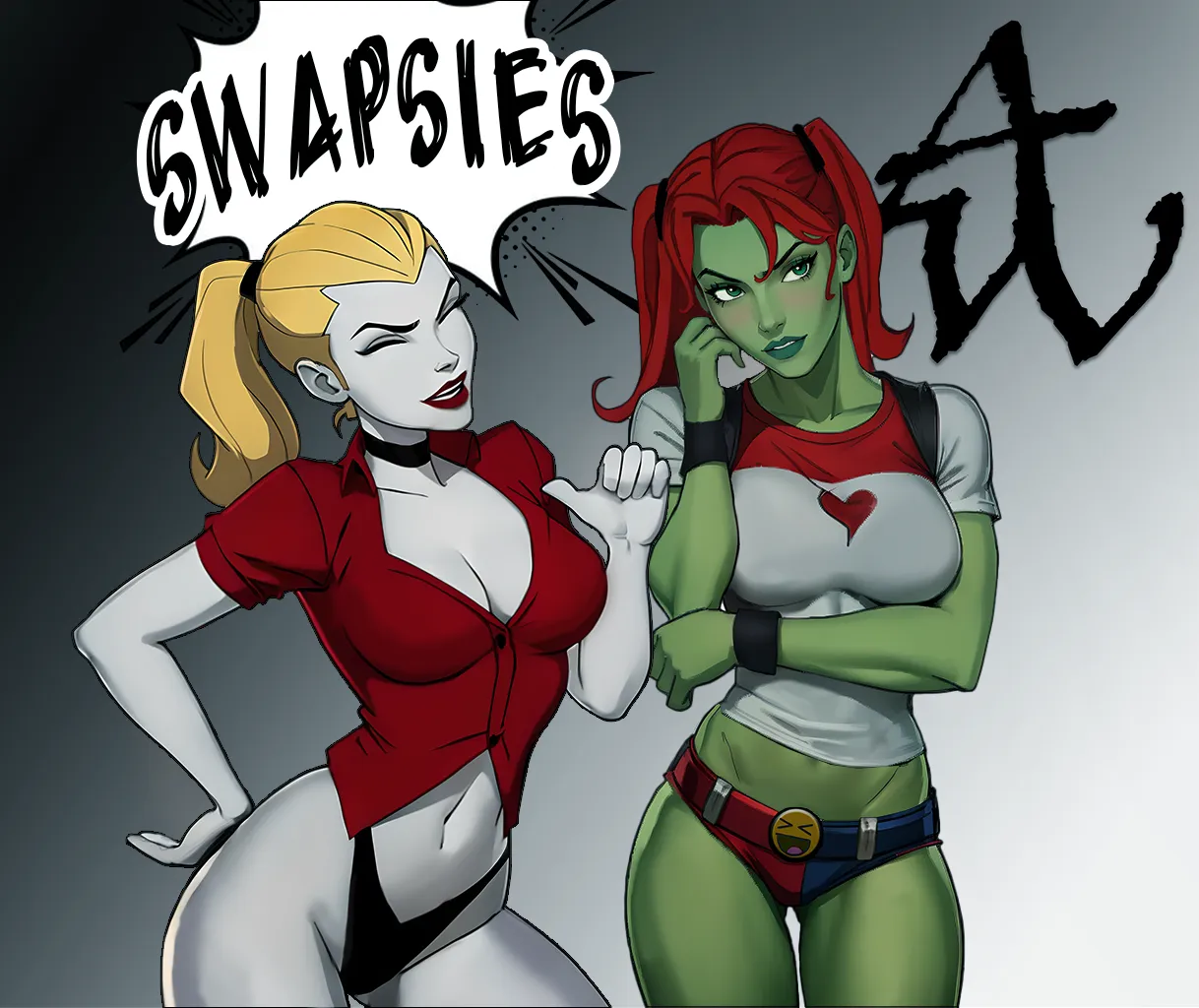 [Artwork] by (Abel_Waters) Halloween Special: Harley and Ivy swap their costumes. posted by Abel_Waters