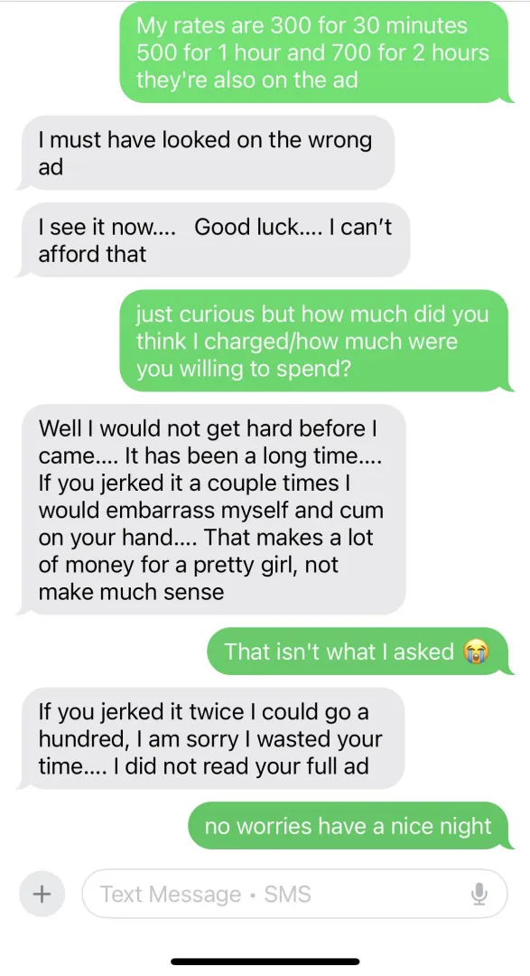 As disgusting as that message was I gotta applaud the brutal honesty  posted by Acceptable-Kale6235