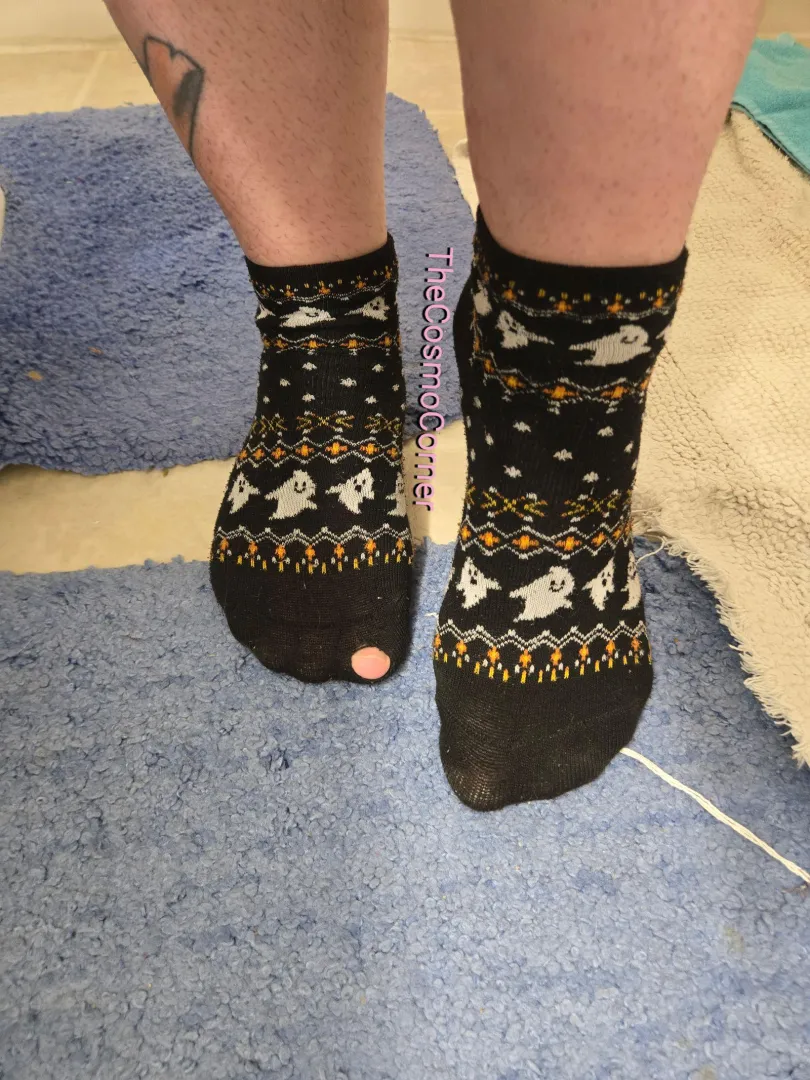 As evidenced by the toe hole, these are well-loved  posted by TheCosmoCorner