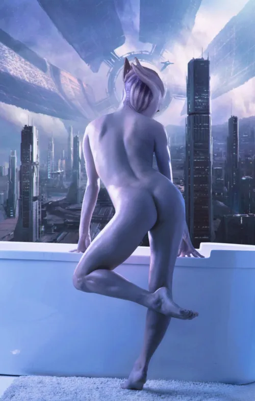 Asari consort on her apartment balcony at the Citadel. (Rastifan) by Rastifan