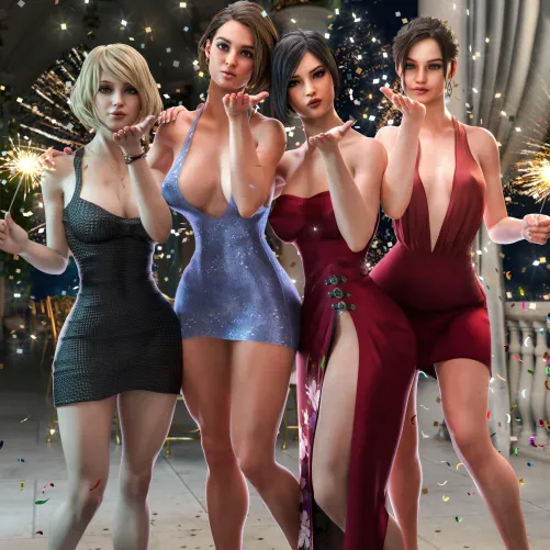 Ashley, Jill, Ada & Claire (EmessSFW) by xxxwUwUwxxx