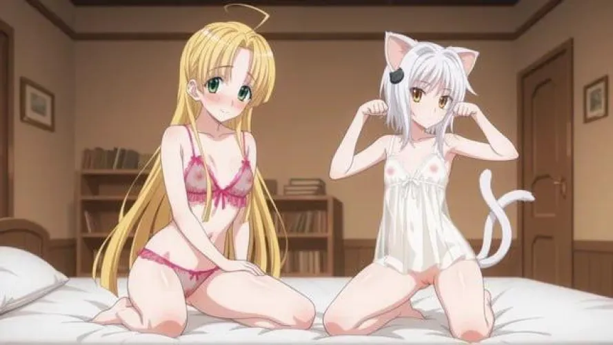 Asia & Koneko ready for bed (2560x1440) by MistieDrip