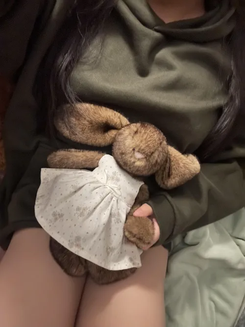 bby cuddles with new bunny :D by stuffiestars