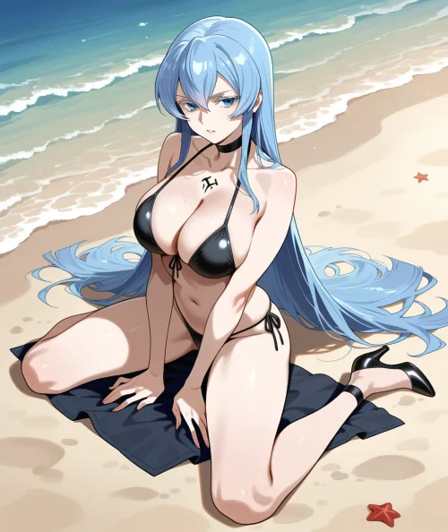 Beach day for Esdeath by RevolutionaryRisk165